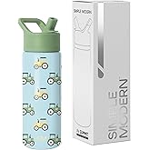 Simple Modern Kids Summit Water Bottle with Straw Lid | 18oz Stainless Steel Cup Insulated Tumbler for Toddlers, School | Tractor Fun