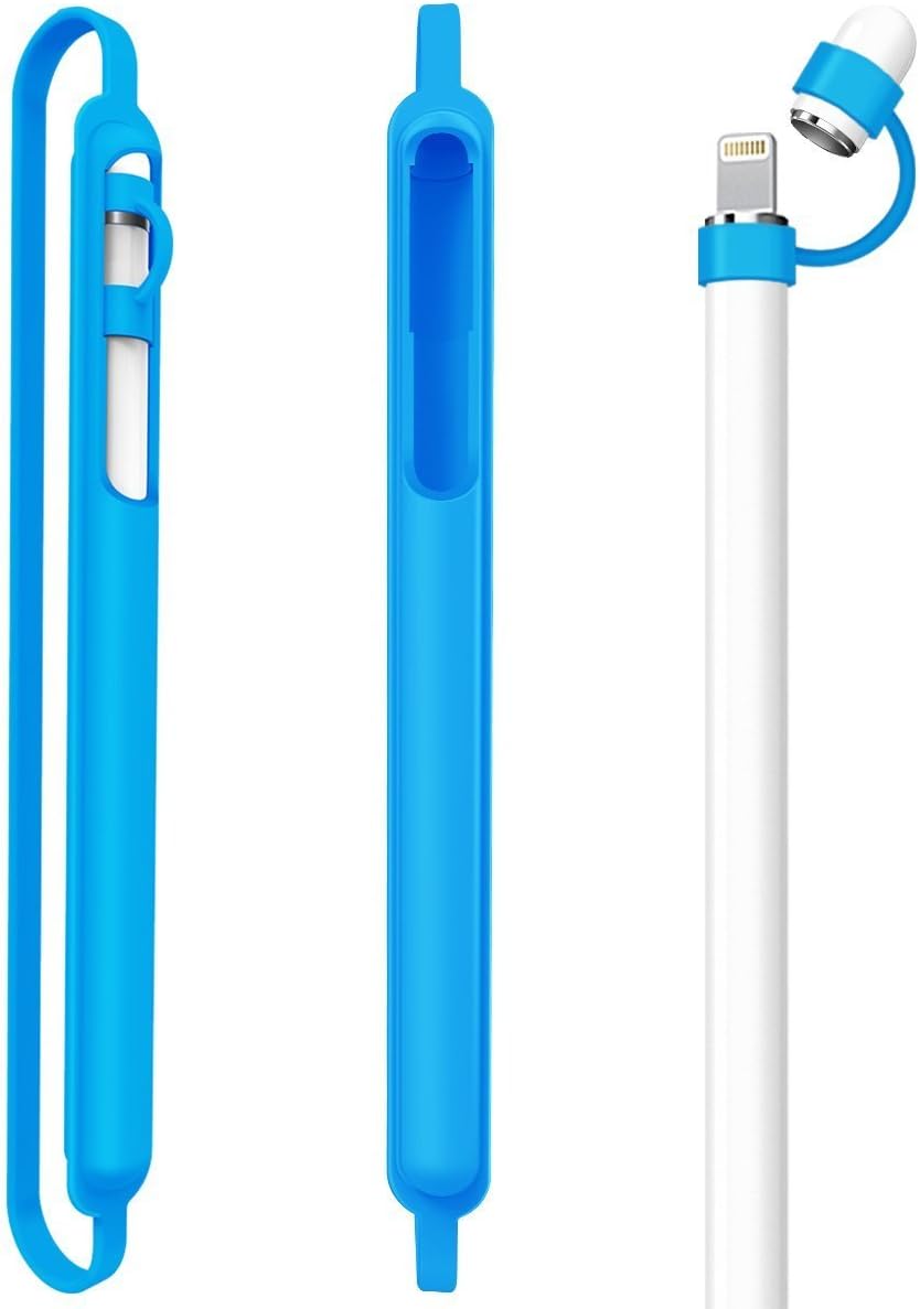 WZE Case for Apple Pencil, Soft Silicone Protective Cap Apple Pencil Cap Holder Grip Cover Adapter Tether Accessories Pocket Sleeve For Apple Pencil Accessories 9.7/10.5 Pen