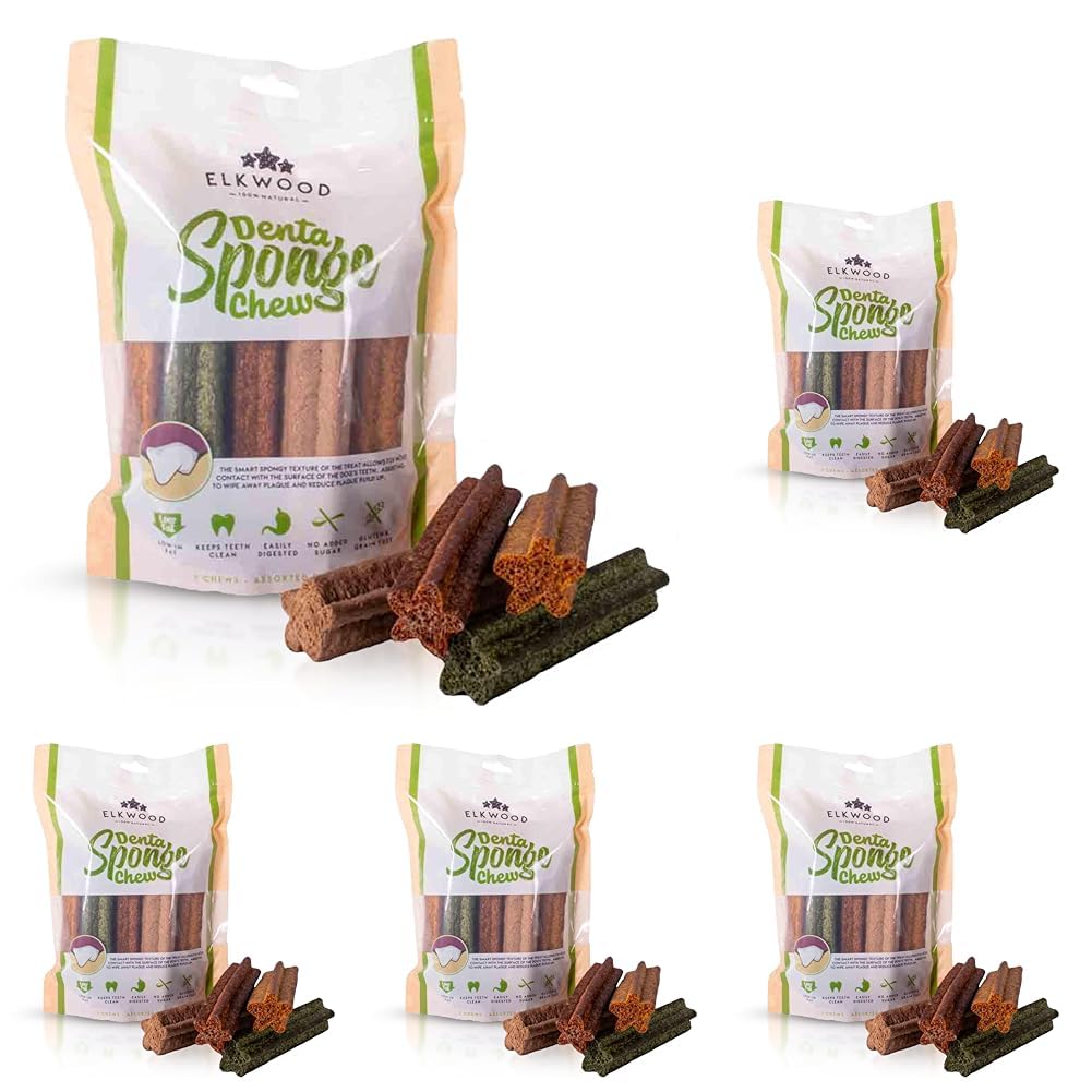 Elkwood Natural Dental Chew, Healthy Dog/Puppy Dental Sticks (7 Sticks Per Pack) Multi