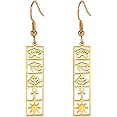 Cartouche Dangle Earrings for Women Egyptian Hoop Earrings Eye of Horus/Ankh Cross Earrings Cartouche Personalized Name Earrings Hieroglyph Ancient Egyptian Amulet Jewelry Gift