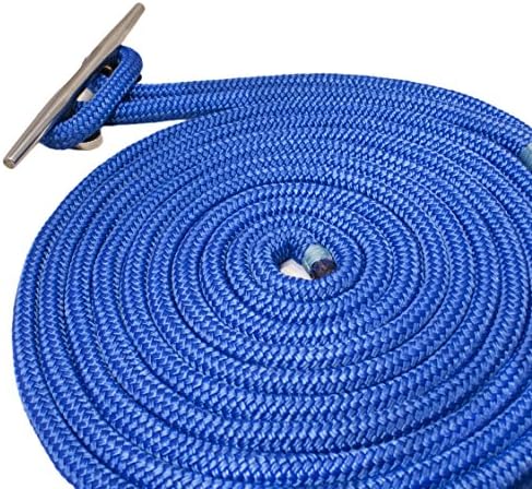 CordShop Marine Double Braid Nylon Dock Line with 24-Inch Eye, Royal Blue, 3/4-Inch x 50-Feet