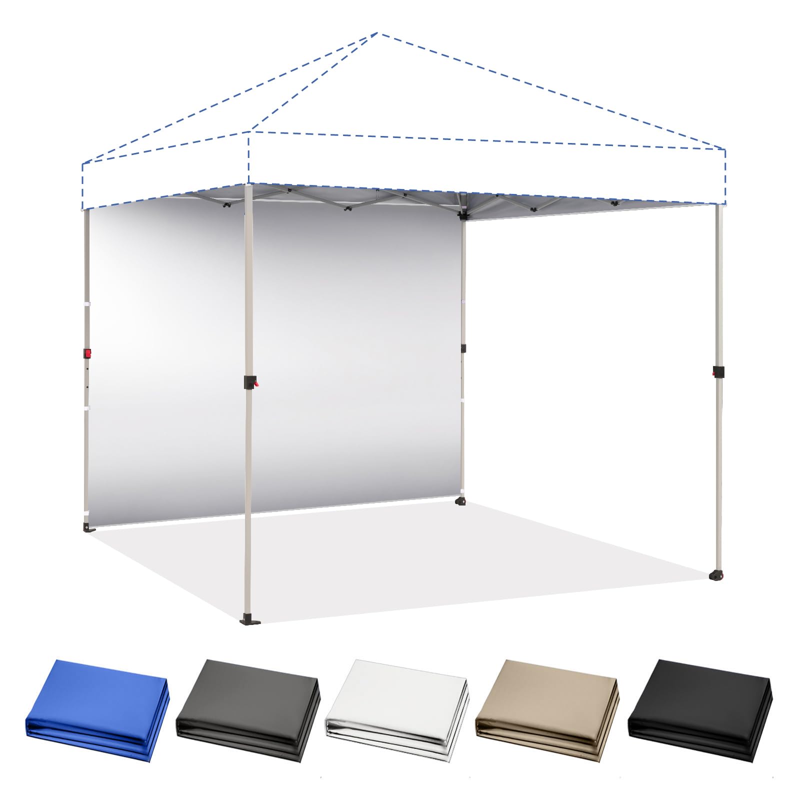 Photo 1 of CROWN SHADES SunWall Silver Coated for 8x8 Pop up Canopy Tent, 1 Pack Sidewall Only with Silver Coating (1 Pack, White)