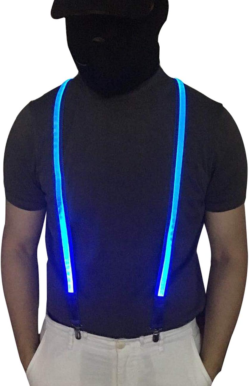 Men's Led Light Up Novelty Suspenders,Adjustable Y Shape Suspenders with Stong Clipfor party Night Club Gift
