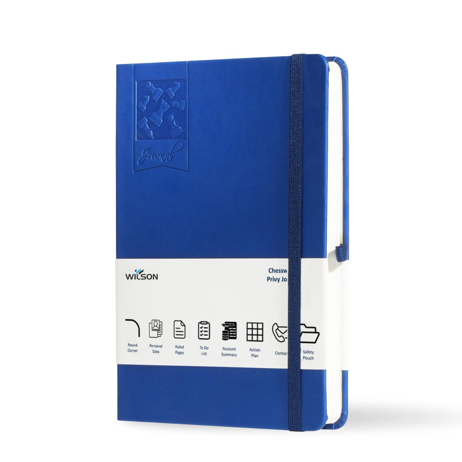 Wilson A5 Notebook Hardback, Leather Journal Notebook Notepad with 256 Pages,Thick Paper, sustainably sourced paper, Lined Journals Note books for Women Men Writing Work (Blue)