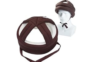 ZUAKLPTON Elderly Protective Helmet, Thick Soft Special Needs Safety Helmet Adjustable Breathable Seniors Fall Prevention Head Protection Cap for Older Surgery Recovery Head Injury Shock (Coffee Mesh Inner)