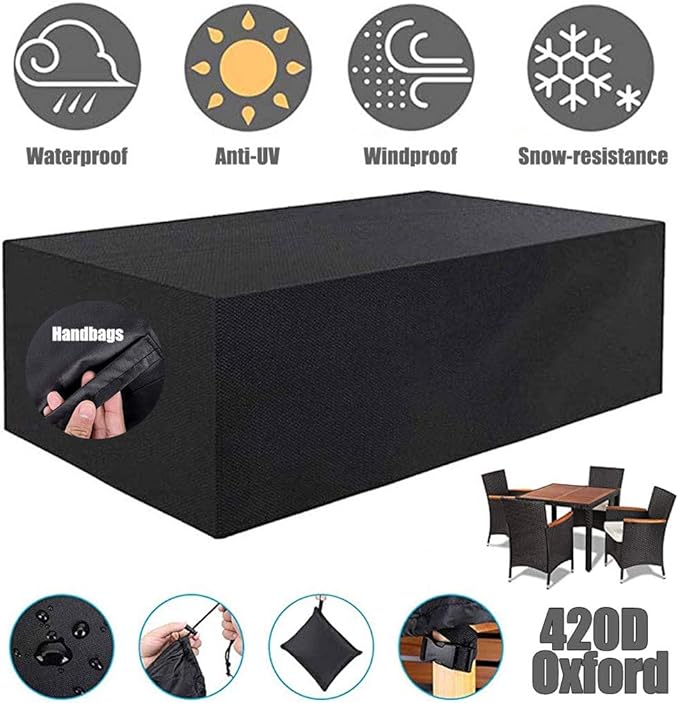 ZHAONI Funda para Muebles De Jardín Rectangular, Funda Mesa Jardin, Cubierta De Exterior, Fundas