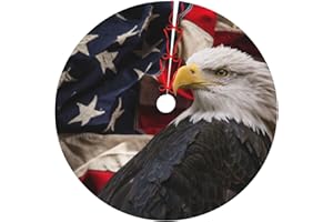 DORKEIXIA American Flag Eagle USA Flag Patriotic Freedom 36 Inch Christmas Tree Skirt Round Winter Snow Suitable for Christmas Xmas Halloween Holiday Party Decor Decoration