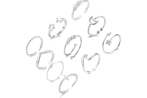 Dcfywl731 10 Pcs Rings for Teen Girls Rose Gold Sliver Rings Set for Women Vintage Bohemian Stackable Knuckle Finger Rings for Teens Girls