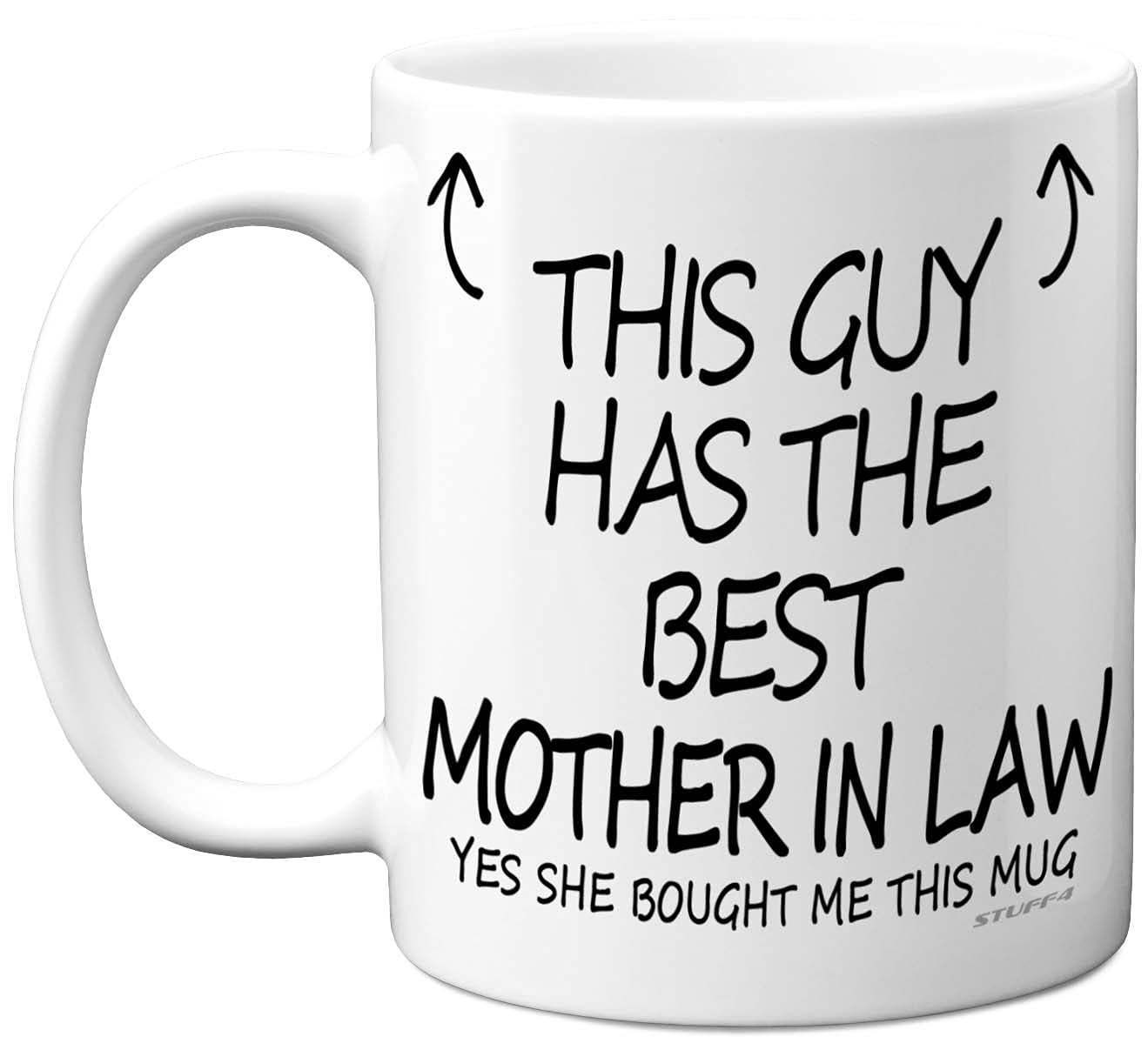 Stuff4 This Guy Has The Best Mother in Law Mug - Mother in Law Gifts, 11oz Ceramic Dishwasher Safe Coffee Mugs - Son Gifts for Birthday, Christmas Day, Secret Santa, Cup Made UK