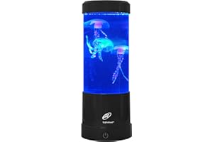 ELEGANTOSS Lightahead Mini LED Round Jellyfish Sensory Aquarium Lamp Color Changing Light Effects, A Sensory Synthetic Jelly Fish Aquarium Tank 9 inches Mood Lamp.