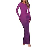 PRETTYGARDEN Bodycon Maxi Dress 2025 Fall Floral Long Sleeve Sexy Mesh Cocktail Wedding Guest Long Dresses