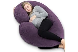 INSEN Pregnancy Pillow,Maternity Body Pillow with Velvet Cover,C Shaped Body Pillow for Sleeping (Cozy Velvet-Lavender)