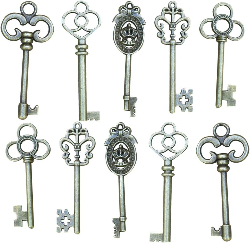 Awtlife Mixed 50 PCS Skeleton Keys for DIY Wedding Party Gifts Jewelry Necklace Pendants