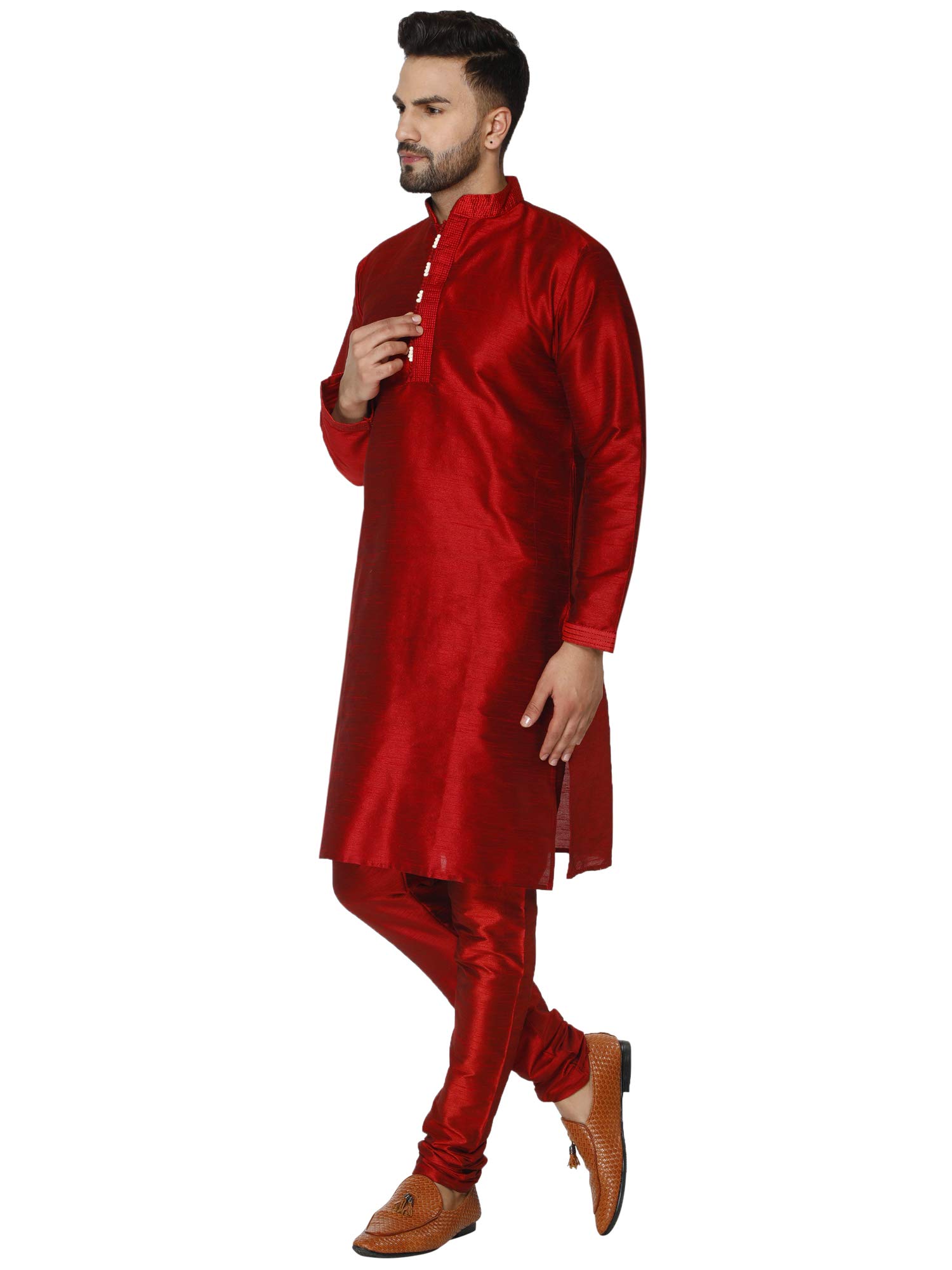 SKAVIJ Men's Art Silk Kurta Pajama Indian