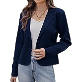 GRACE KARIN Women Sweater Blazer Casual Work Croppped Cardigan Lightweight Button Front Short Knit Blazer Jacket S-XXL