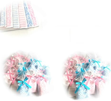 Amazon プチギフト ハンカチタオル 36個セット 3柄 2色 6個づつ 1個プレゼント リボン付きラッピング袋入りタオルハンカチ 個包装 タオル マーサ ハンドタオル ホーム キッチン オンライン通販