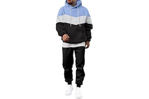 JMIERR Men's Hoodie Tracksuit 2 Pieces Set Novelty Color Block Pullover Fleece Hoodies Long Sleeve Casual Sweatshirt