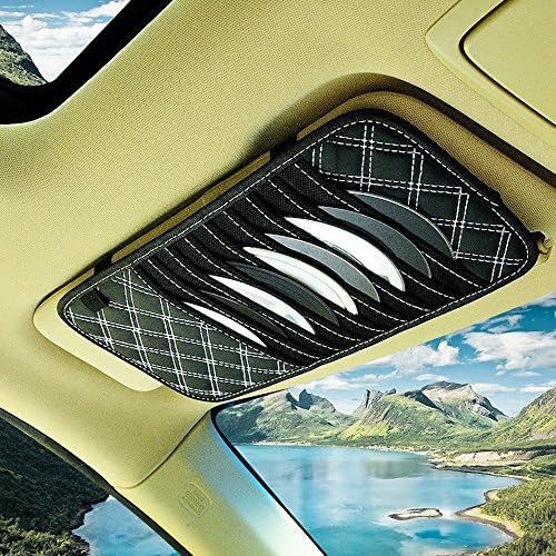 Vehicle-mounted CD DVD Case Multi-functional Auto CD Sun Visor Organizer Holder Card Organizer Bag (black-white)