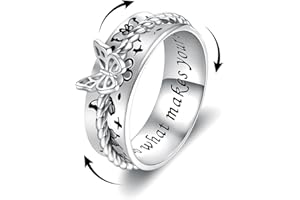SARIEL Butterfly Fidget Ring 925 Sterling Silver Anxiety Spinner Rings Relief Stress for Women Daughter Mom