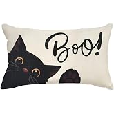 MFGNEH Halloween Decorations Pillow Covers 12x20 Inch Black Cat Boo Pillow Cases Halloween Quote Home Bedroom Sofa Couch Decor Cushion Cover