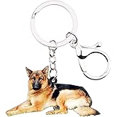 NEWEI Acrylic German Shepherd Dog Keychains Animal Rings Purse Car For Women Girls Ladies Charms Pets Gift