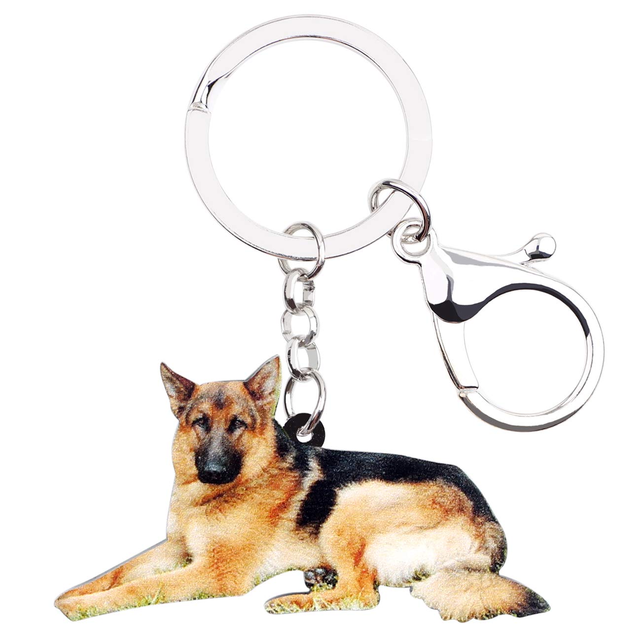 BONSNY Acrylic German Shepherd dog Keyring For Women Girl Pet Keychain Bag Phone Charm Gift (Beige)