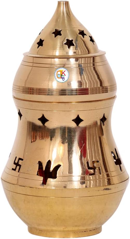 KDT Brass Camphor Fragrance Oil Diffuser Lamp for Home/Office (Gold_3.1 Inch X 3.1 Inch X 3.9 Inch)