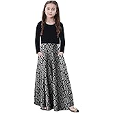 KYMIDY Girls Maxi Dress Kids Long Sleeve Casual Floral Dresses with Pockets for Girls 6-14 Years