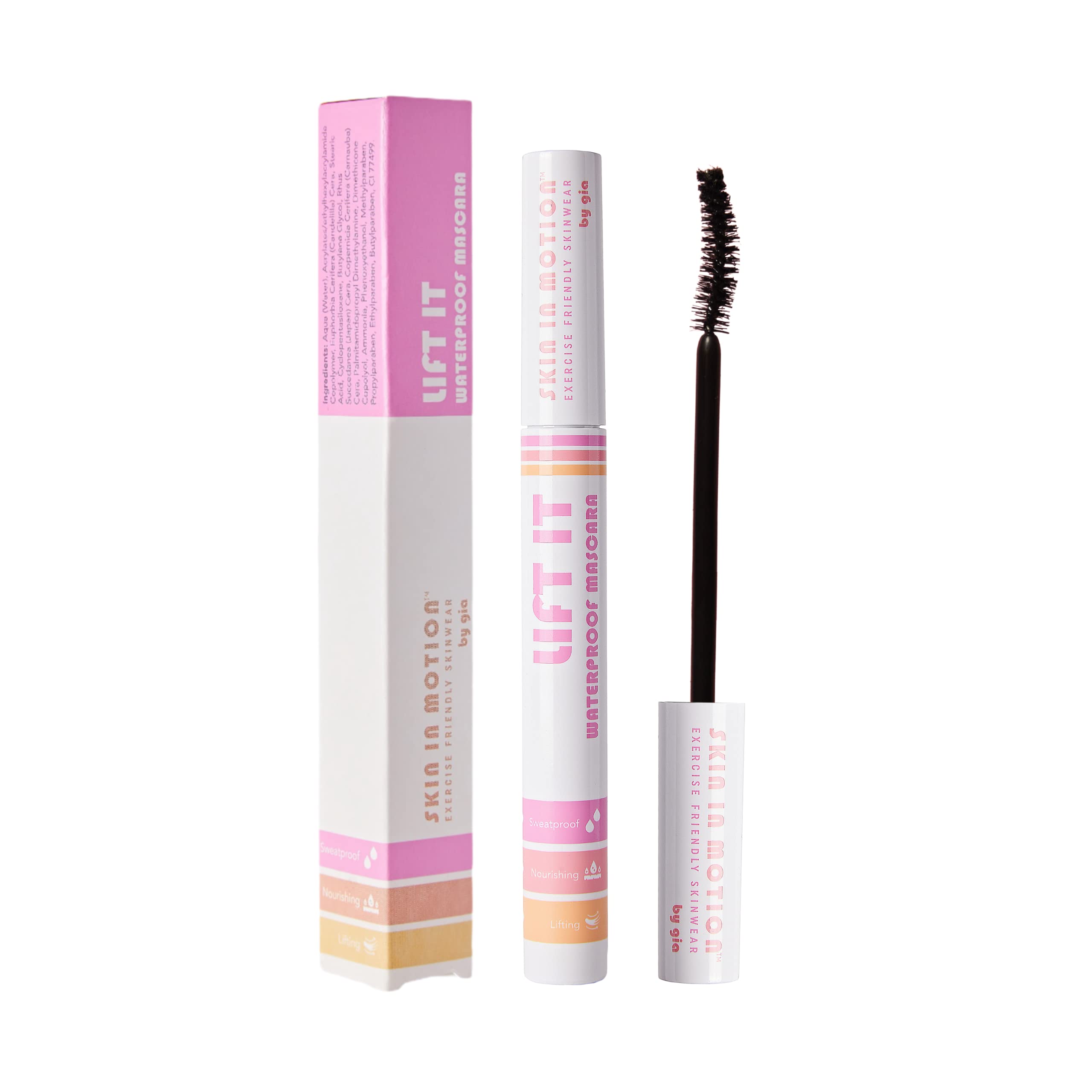 Skin in Motion | Lift It Waterproof & Sweatproof Mascara – Long Lasting, Non-Smudging, Vegan Formula for Maximum Lash Lift | Black Waterproof Mascara for Gym, Sport & Active Lifestyles (Pack of 1)