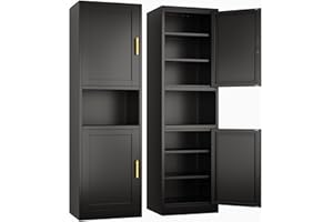Ckzbx Tall Narrow Storage Cabinet 66.93" H Tall Bathroom Cabinet Metal Pantry Cabinets, 4 Adjustable Shelves for Kitchen, Home Office, Living Room, Dinning Room (20 inches Wide Black)