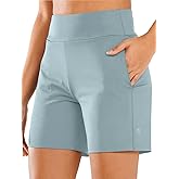 ALLZERO Feel Fit™ Women's Athletic Shorts 6" with Zip Pockets High Waisted Bermuda Shorts for Women - Loose Fit Leg Bottom