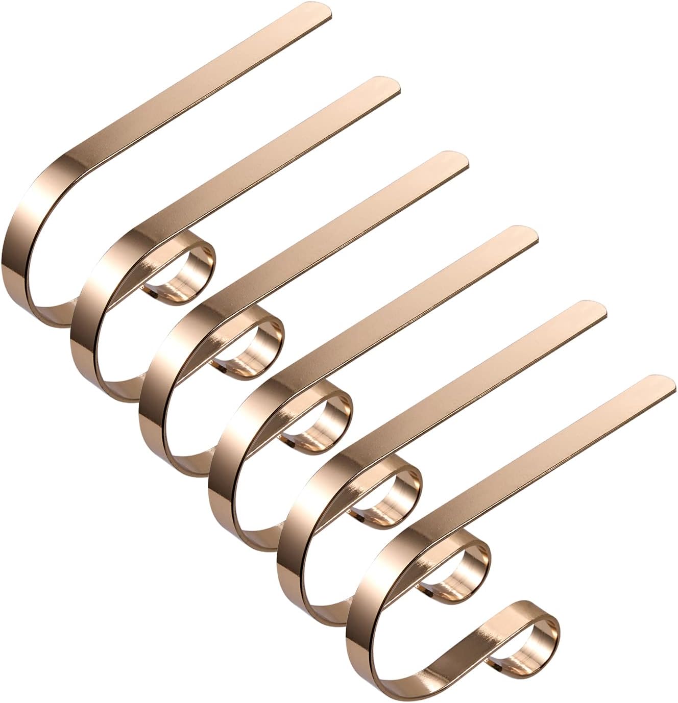 Stockings & Holders - Abaokai 6 Pack Christmas Stocking Holders Metal Mantel Lightweight Adjustable Stocking Holder No-Slip Stocking Hangers for Christmas Party Decoration, Gold