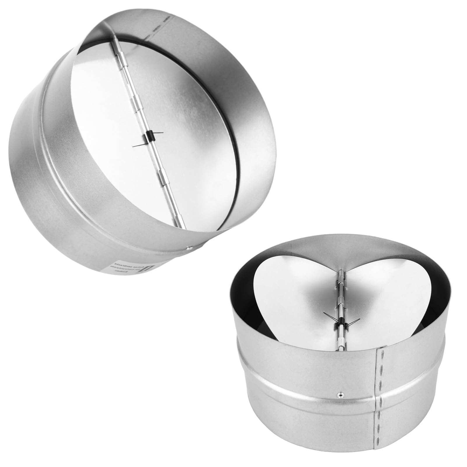 Photo 1 of DIRBUY 2 Pack Backdraft Damper - 6 Inch One-Way Airflow Ducting Insert with Spring-Loaded Folding Blades - Silver Vent Blockers - Backflow Preventer for 6 Inch Duct Dryer Vent Hose, Range Hoods