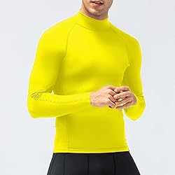 Mens Yellow Compression Shirt Long Sleeve Athletic