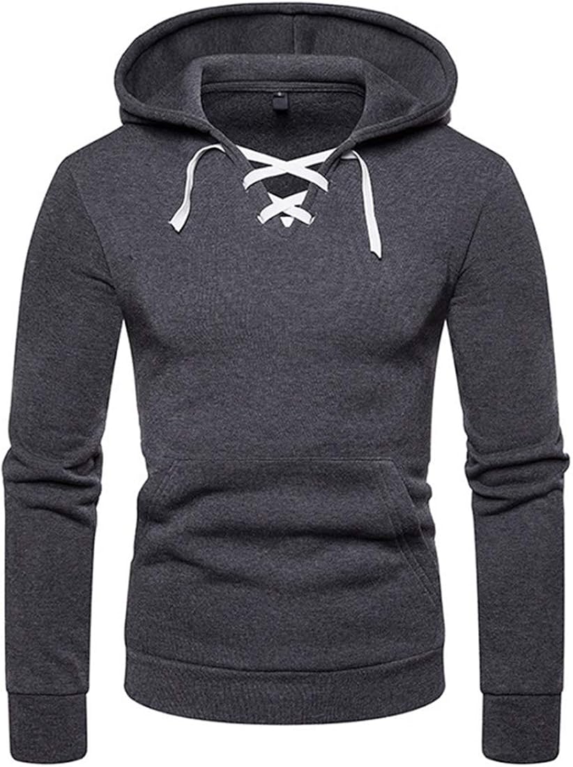 MENHG Men's Long Sleeve Deep V Neck Hoodies Sweater Drawstring ...