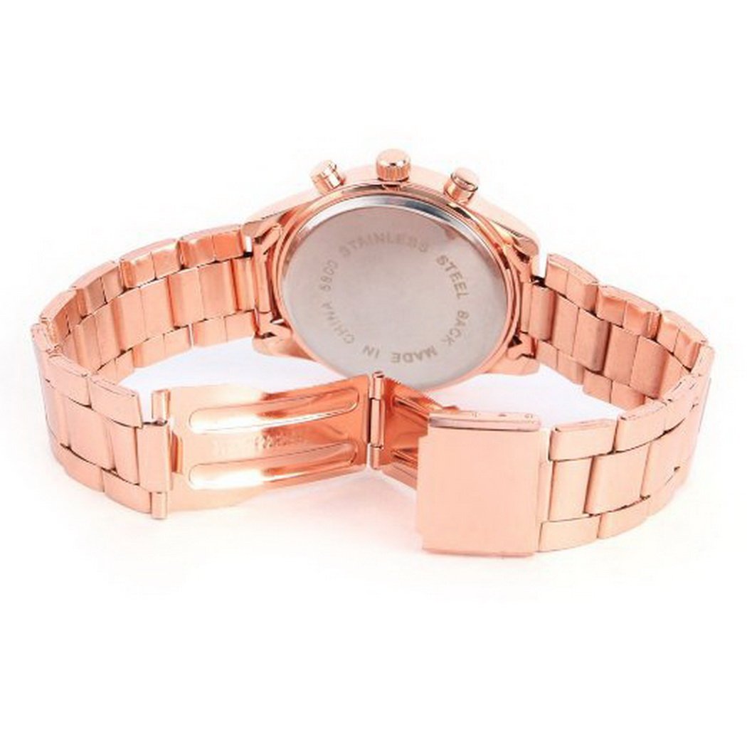 Cnlinkco Men Round Dial Analog Quartz Wrist Watches (Rose Golden 3, one size)