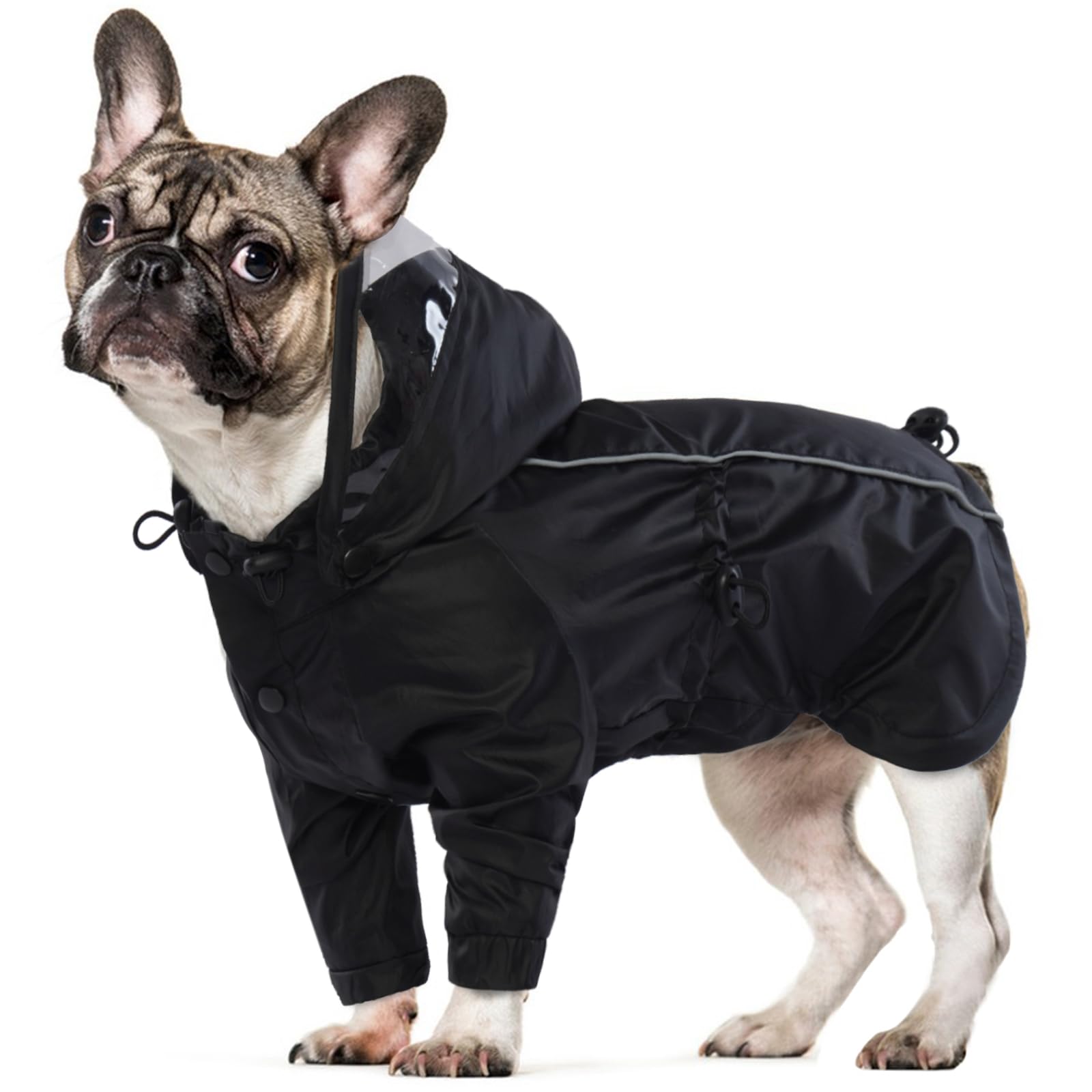 Small Dog Raincoat, Puppy Raincoat Waterproof Dog Coat with Hood Puppy Rain Jacket(Black, S) — image 1