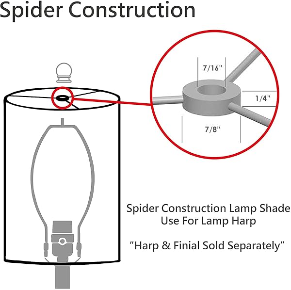 ASPEN CREATIVE 32472A TRANSITIONAL HARDBACK EMPIRE SHAPED SPIDER CONSTRUCTION LAMP SHADE IN OATMEAL, 8″ WIDE (4″ X 8″ X 7″)