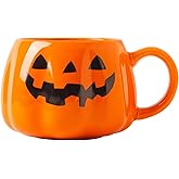 Jmugmt Halloween Cute Pumpkin Mug, Pumpkin Shaped Mug Decorations, Cute Halloween Cup 12 Ounce