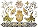 Terra Tattoos Gold Metallic Temporary Tattoos Waterproof Nontoxic Long Lasting Perfect for Beach, Festivals, & more (Celestial)