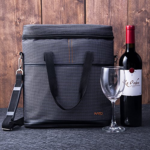 image for Kato Insulated Wine Carrier - 3 Bottle Travel Wine Carry Cooler Tote B