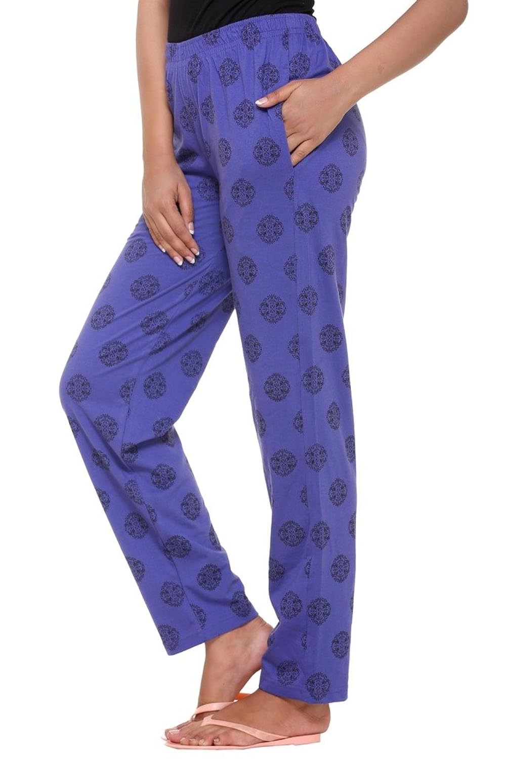 women's cotton blended printed lounge wear - track pants
