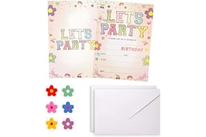 24 Pack Birthday Party Invitations with Envelopes, IHCEMIH Cute Double-Sided Flower Print Invite Card Kid Party Decoration Su