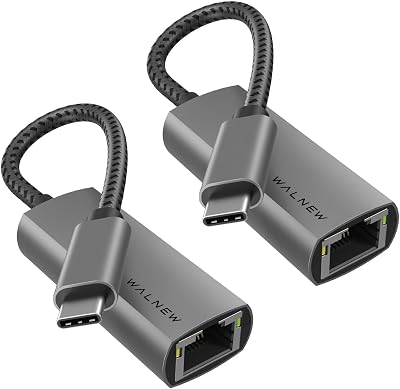 WALNEW USB C to Ethernet Adapter 2 Pack Gigabit RJ45 Type C LAN Dongle
