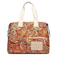 Malirona Canvas Shoulder Bag Travel Handbag Women Top Handle Satchel Crossbody Purse Floral Design (Red Flower)