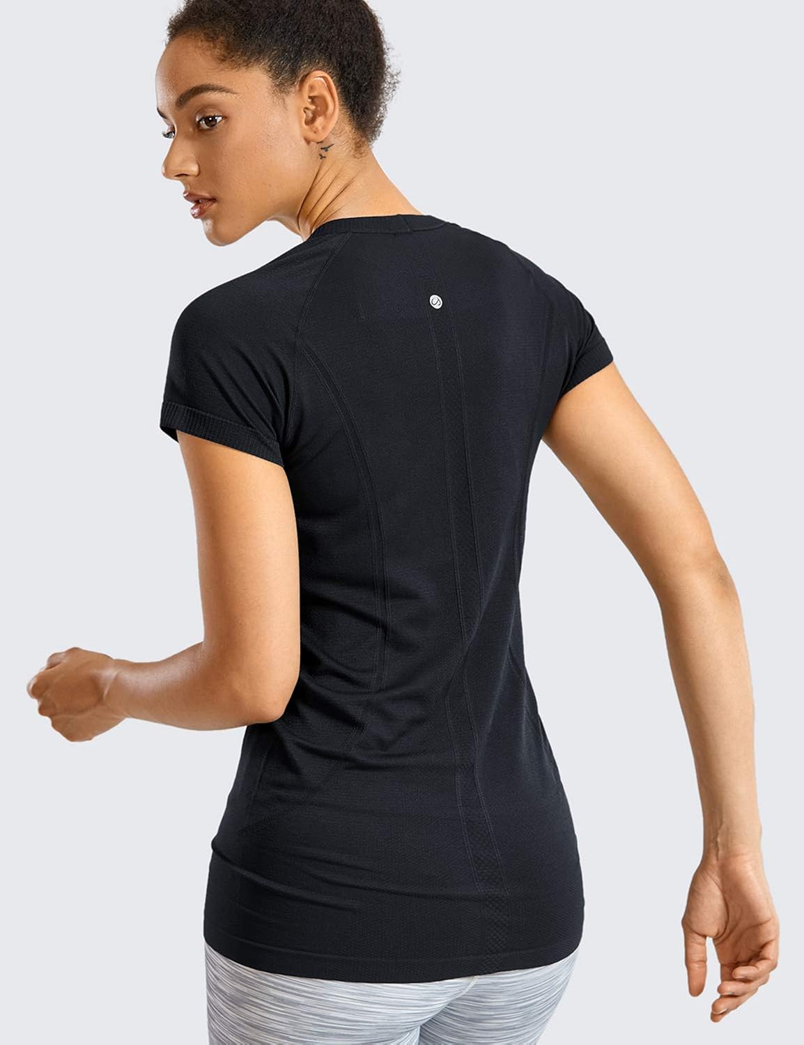 CRZ YOGA Seamless Workout Shirts for Women Short Sleeve Plain Tees Quick Dry Gym Athletic Tops: Clothing