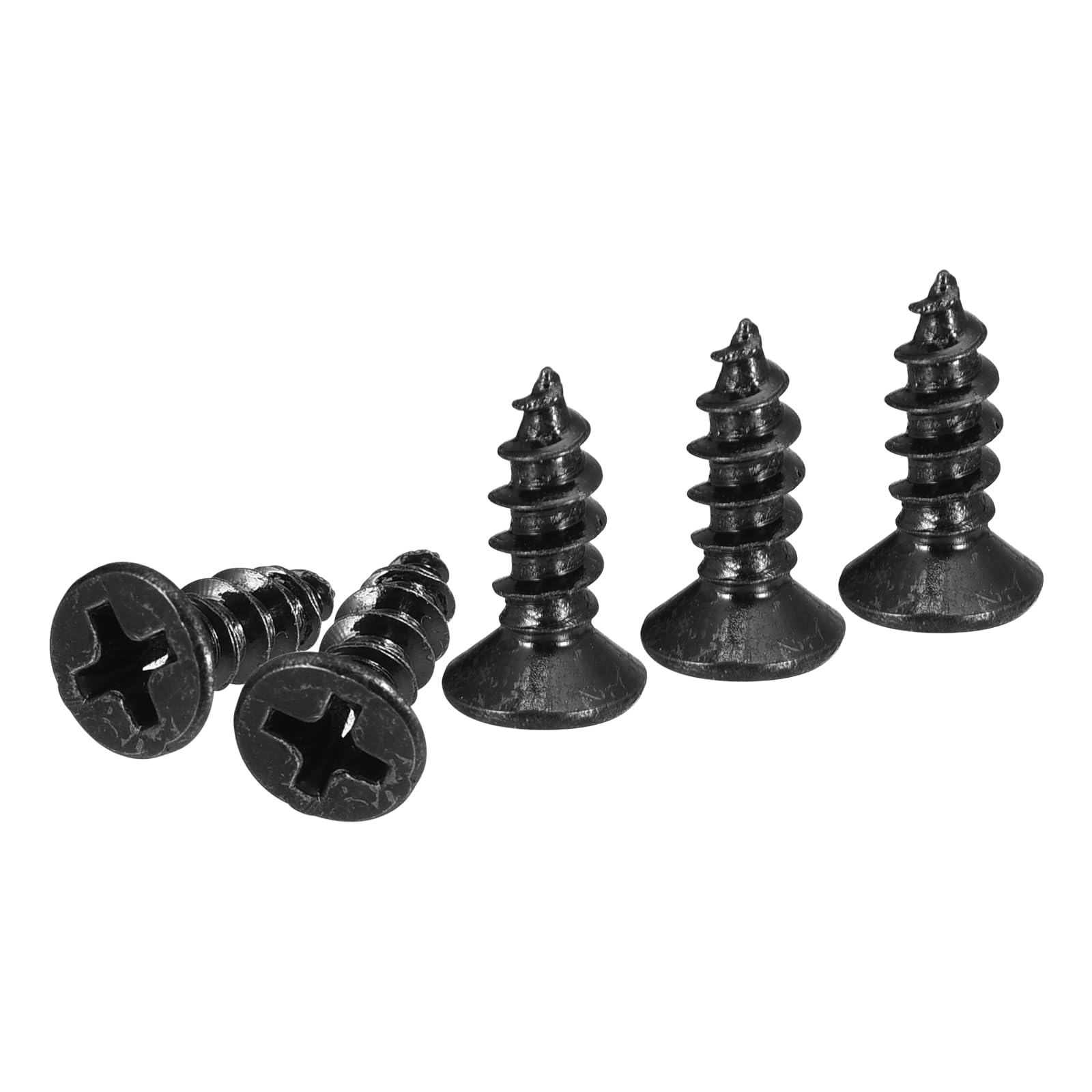 DTGN 200Pcs M4x12mm Flat Head Wood Screws, Carbon Steel Phillips Self Tapping Screws - Good for Woodworking, Furniture - Black