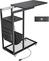 Colima C Shaped End Table with Charging Station
