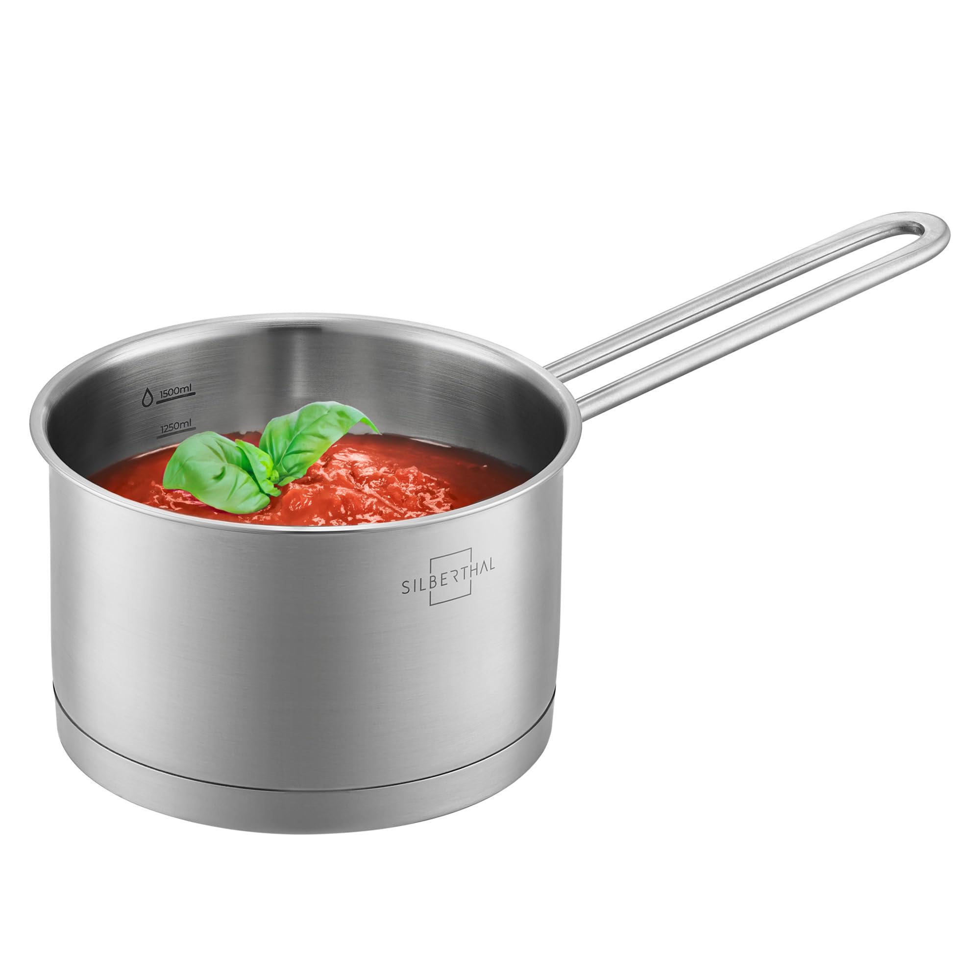 SILBERTHAL Saucepan 2 LTR Stainless Steel - Milk Pot - Any Stovetop - 16 cm