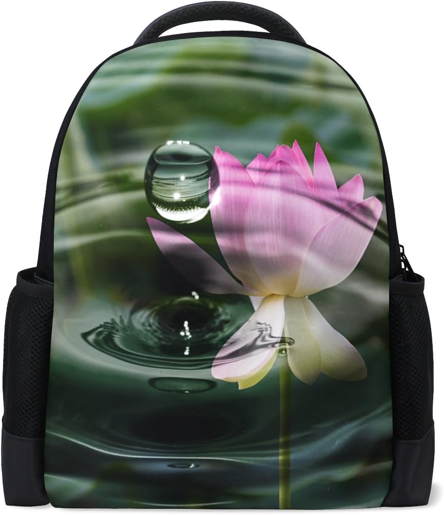 LIANCHENYI Drop of Water with Lotus Custom Casual Backpack School Bag Travel Backpack